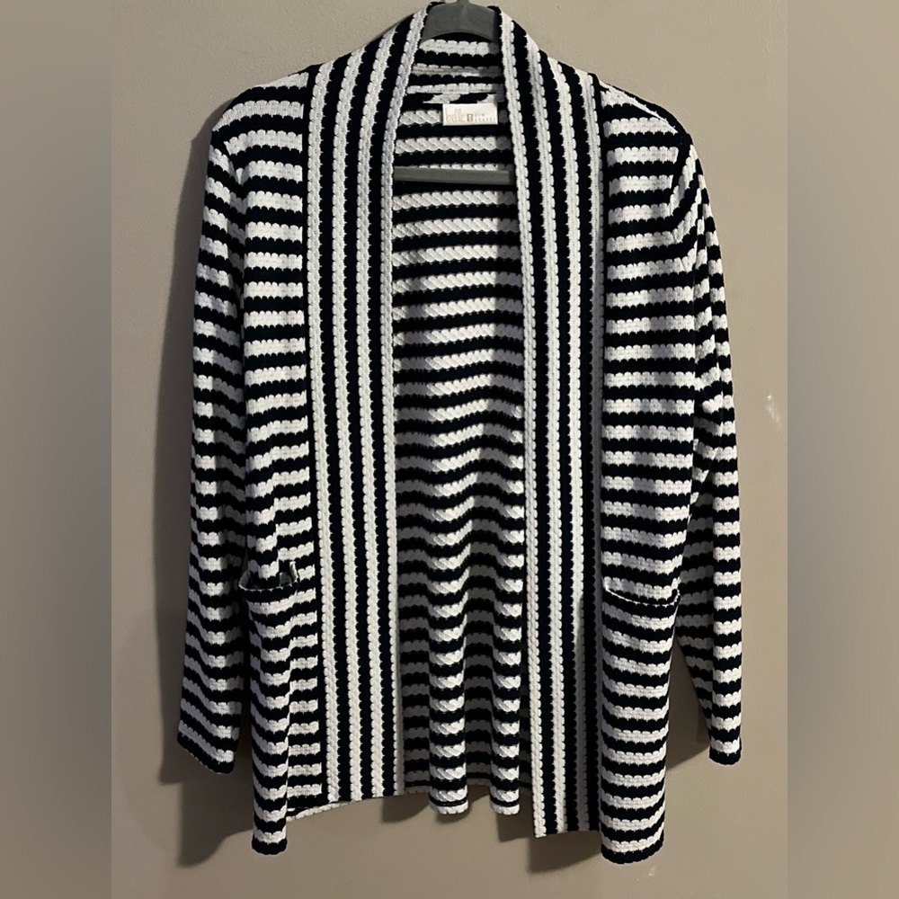 $8❤️Bundled Belle Kim Gravel Black/White Striped Cardigan